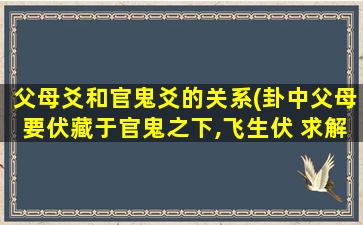 父母爻和官鬼爻的关系(卦中父母要伏藏于官鬼之下,飞生伏 求解卦 不知道什么意思)